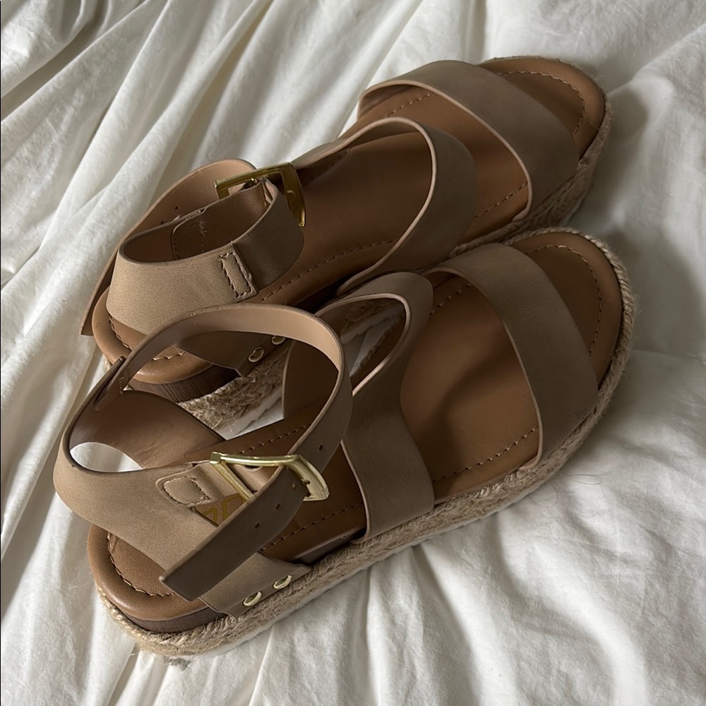 Soda Tan Comfort Sandals with Adjustable Straps